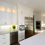 The kitchen features crown moulding throughout.