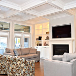 Family room coffered ceilings.