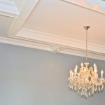 A detail of the coffered ceilings in the dining room.